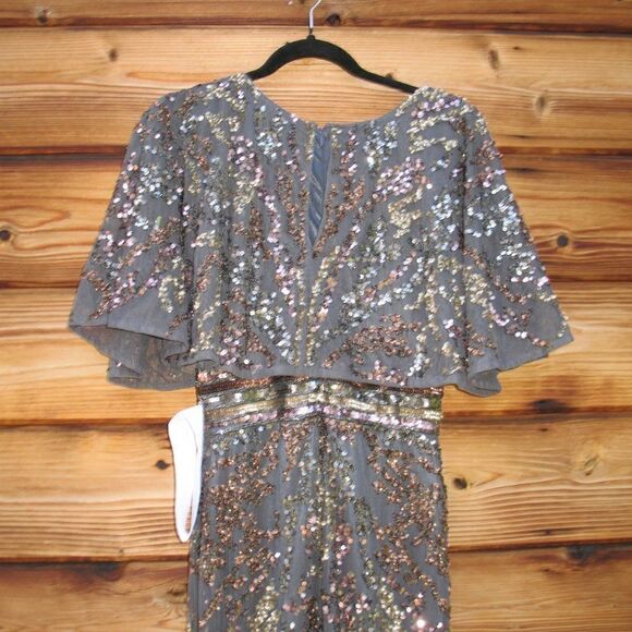 Mac Duggal 5439 Womens Embellished Cape Sleeve Gown Dress - Picture 11 of 16